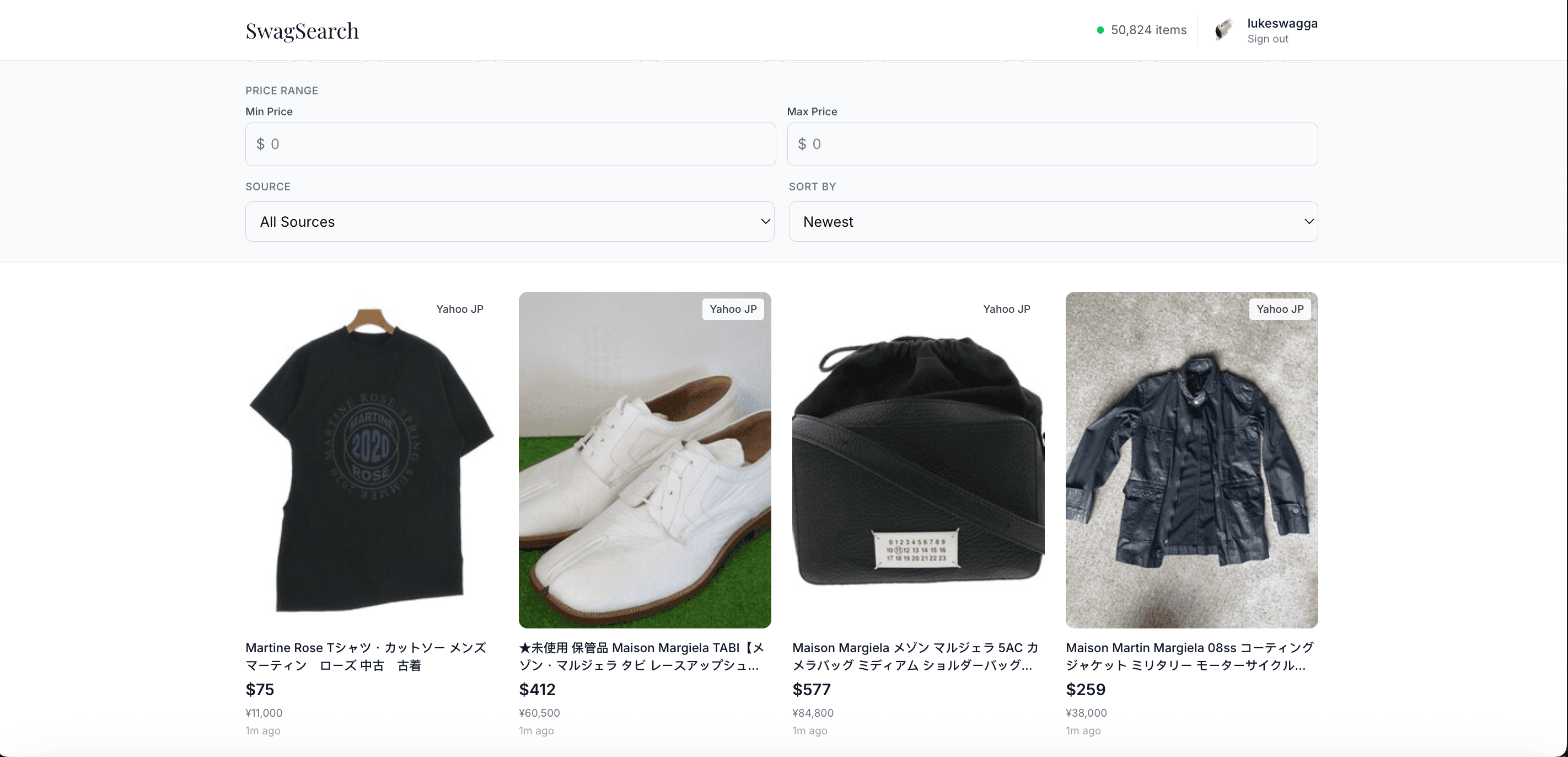 SwagSearch live feed screenshot